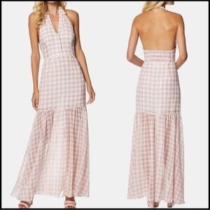 Avec Les Filles Gingham-Print Halter Maxi Dress size 4 NWT